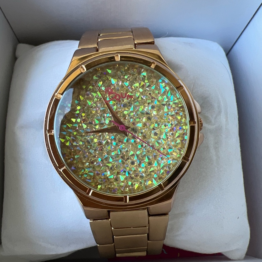 Boum Rose Gold Ladies Bracelet With Colorful Crystal Facing New In Box